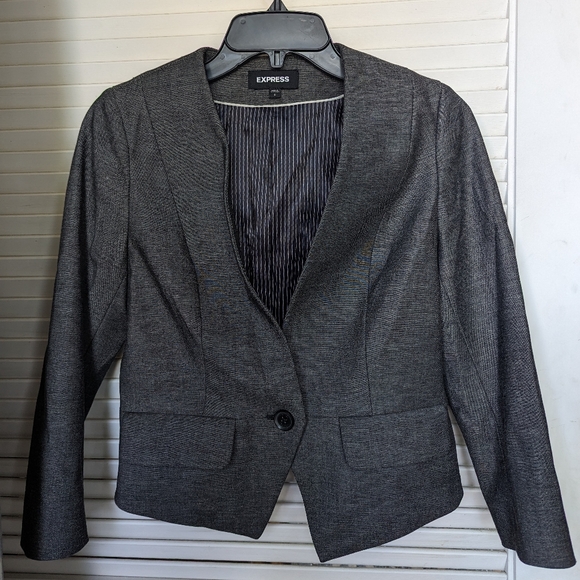 Express cropped blazer, gray, size 0 - Picture 3 of 9